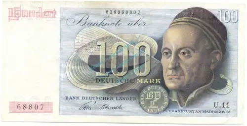 100 Mark Schein L-gbr 1948 BRD-3, Ros.256, P.15.a , Bank deutscher Länder -1289