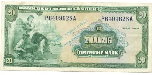 20 Mark Schein -Kopfgeld- gbr. 1949 BRD-5, Ros.260, P.17.a , Bank deutscher Länder -1293