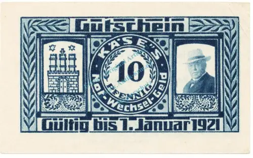Hamburg , Notgeld 10 Pfennig -Stpl- unc-kfr , M-G.536.1.a HH o.D. Seriennotgeld -5701