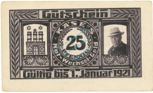 Hamburg , Notgeld 25 Pfennig -Stpl- unc-kfr , M-G.536.1.a HH o.D. Seriennotgeld -5702
