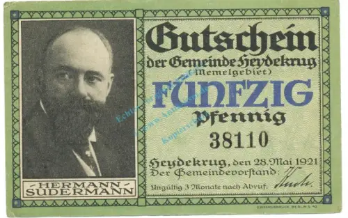 Heydekrug Silute , Notgeld 50 Pfennig Schein gbr. M-G 607.1.a , Litauen 1921 -5703
