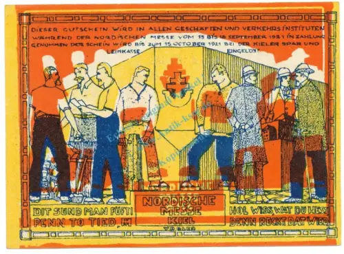 Kiel , Notgeld 50 Pfennig -Fehldruck- unc-kfr. M-G 698.1 , SH 1921 Seriennotgeld -5721