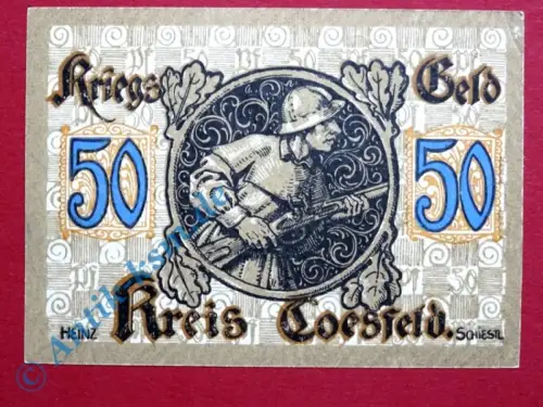 Coesfeld , Notgeld 50 Pfennig -WZ- unc-kfr. Tieste 1185.05.02 , NRW o.D. Verkehrsausgabe -0381