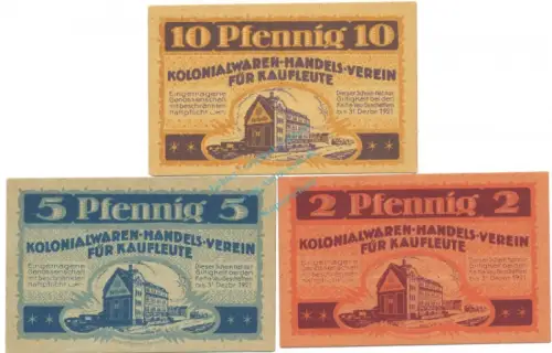 Chemnitz , Notgeld Set 3 Scheine unc-kfr. Tieste 1135.15.01-3  , S o.D. Verkehrsausgabe -4115
