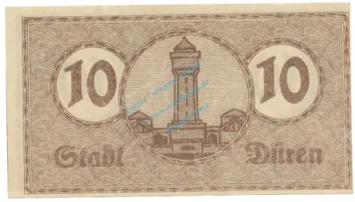 Düren , Notgeld 10 Pfennig -FEHLDRUCK- unc-kfr. Tieste 1530.10.... RHL o.D. Verkehrsausgabe -4070