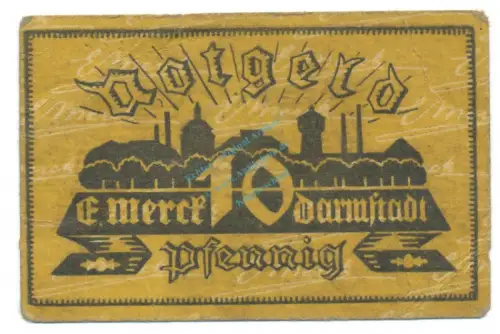 Darmstadt , Notgeld 10 Pfennig Schein unc-kfr-. Tieste 1300.10.02 HE o.D. Verkehrsausgabe -4092