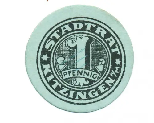 Kitzingen , Notgeld 1 Pfennig Schein unc-kfr. Tieste 3510.05.75 , BAY o.D. Verkehrsausgabe -4153