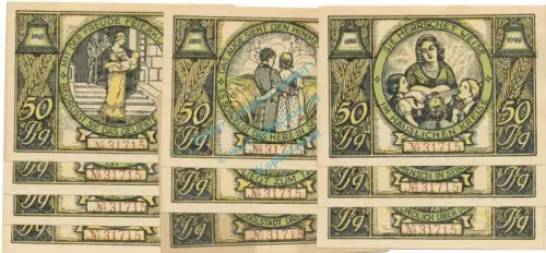 Rudolstadt , Notgeld Set -10 x Nummerngleich- unc-kfr. M-G 1146.1 , TH o.D. Seriennotgeld -5810