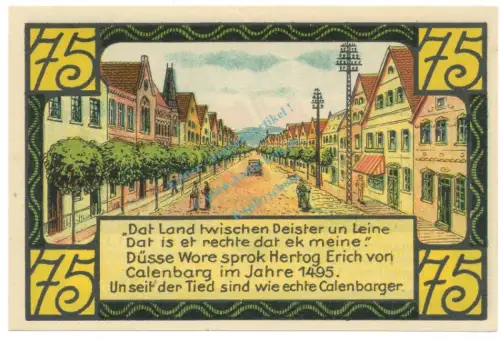 Eldagsen , Notgeld 75 Pfennig Schein unc-kfr. M-G 327.1 , NDS 1921 Seriennotgeld -5782