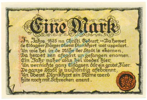 Eldagsen , Notgeld 1 Mark Schein Nr.2 unc-kfr. M-G 327.1 , NDS 1921 Seriennotgeld -5784