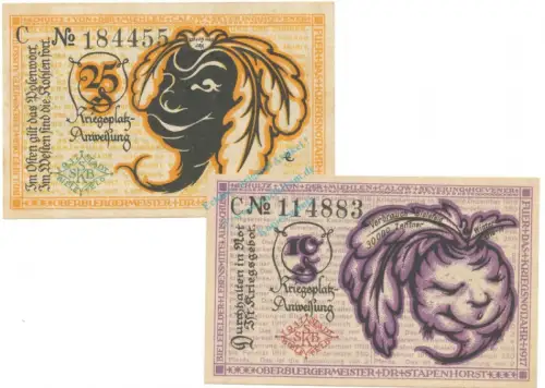 Bielefeld , Notgeld Set 2 Scheine -C- unc-kfr. Ti.0620.05.85-86 NRW 1919 Verkehrsausgabe -4240