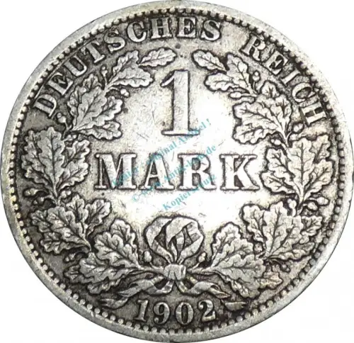 1 Mark Kursmünze -gr. Adler- 1902 A -deutsches Kaiserreich- ss-vz J.17 -0817