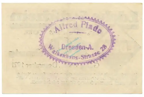 Dresden , Notgeld 10 Pfennig Schein L-gbr. Ti.1480.10.00 , S o.D. Verkehrsausgabe -4223