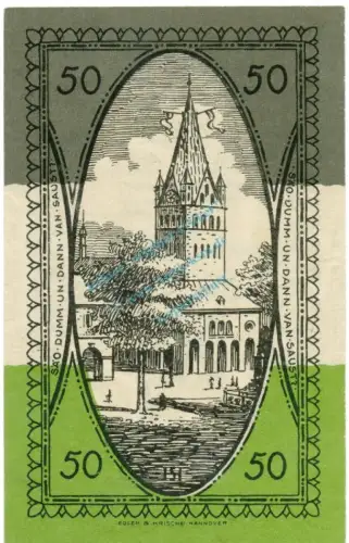 Soest , Notgeld 50 Pfennig Schein unc-kfr. Ti.6940.10.02 NRW 1919 Verkehrsausgabe -4269