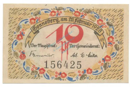 Sonneberg , Notgeld 10 Pfennig Schein unc-kfr. Ti.6985.10.15 TH 1920 Verkehrsausgabe -4271