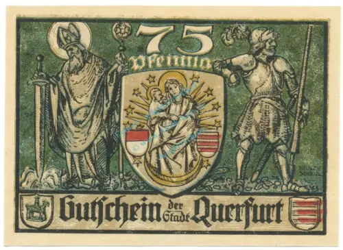 Querfurt , Notgeld 75 Pfennig Schein unc-kfr. M-G.1090.1 , SA 1921 Seriennotgeld -5826