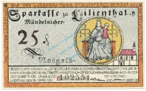 Lilienthal , Notgeld 25 Pfennig Schein unc-kfr. M-G.802.... NDS 1920 Seriennotgeld -2234