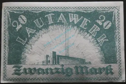 Lautawerk , Banknote 20 Mark -Alu- unc-kfr. Mü.2590.1 , BBG 1922 Großnotgeld -3635