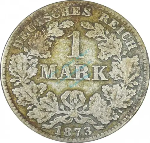 1 Mark Kursmünze -kl. Adler- 1873 A -deutsches Kaiserreich- s-ss J.9 -0841