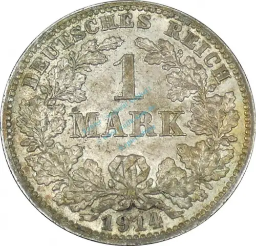 1 Mark Kursmünze -gr. Adler- 1914 J -deutsches Kaiserreich- s-ss J.17 -0852
