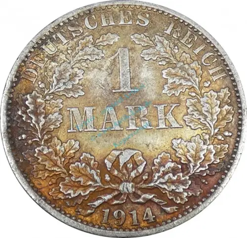 1 Mark Kursmünze -gr. Adler- 1914 A -deutsches Kaiserreich- ss-vz J.17 -0854