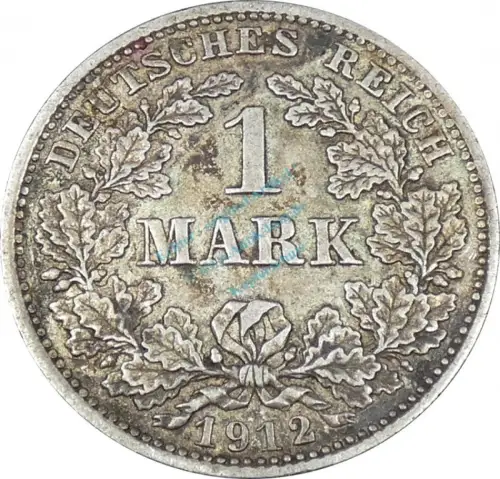 1 Mark Kursmünze -gr. Adler- 1912 D -deutsches Kaiserreich- ss-vz J.17 -0855