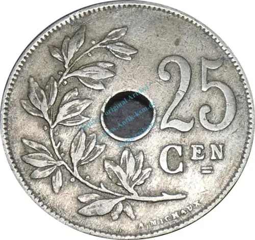 Belgien , 25 Centimes Münze 1921 -gekröntes Monogram- KM.68.1 ss. -0251