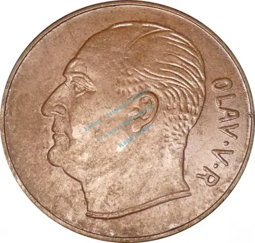 Norwegen , 5 Öre Münze 1972 -unter Olav V- KM.405 vz. -0256