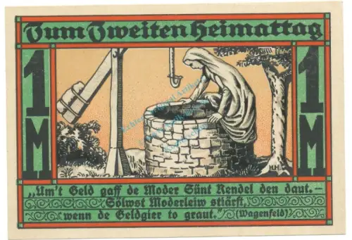 Westerkappeln , Notgeld 1 Mark Schein -2- unc-kfr. M-G.1415.1 NRW o.D. Seriennotgeld -5841