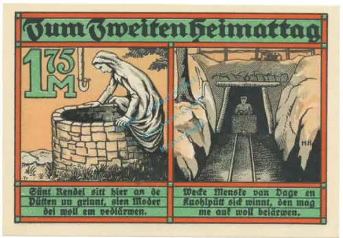 Westerkappeln , Notgeld 1,75 Mark Schein unc-kfr. M-G.1415.1 NRW o.D. Seriennotgeld -5842