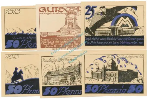 Leipzig , Notgeld Set 6 Scheine unc-kfr. M-G.784.2 , S 1921 Seriennotgeld -5844