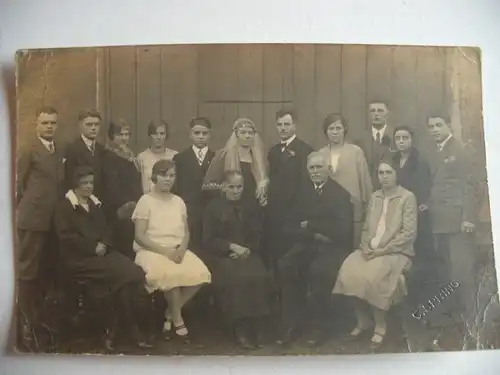 Alte AK Fotokarte Hochzeit Gruppenfoto um 1930 [V44]
