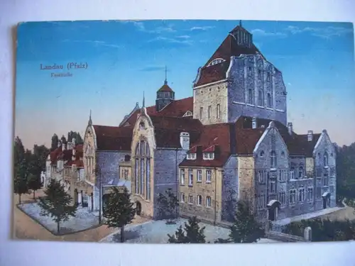 Alte AK Landau Festhalle Pfalz Litho [3]