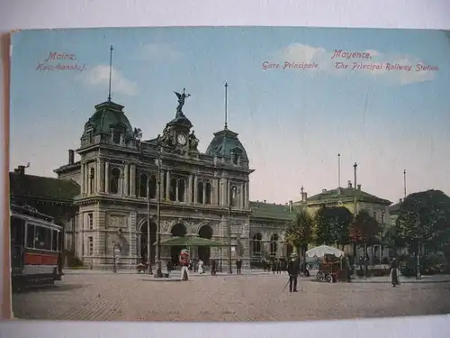 Alte AK Mainz Hauptbahnhof Litho [43]