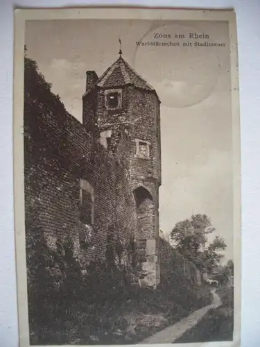 Alte AK Zons am Rhein Wachttürmchen Stadtmauer [154]
