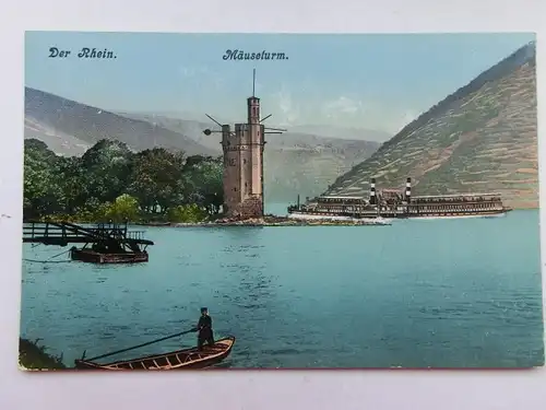 Alte AK Der Rhein Bingen Der Mäuseturm [aS669]