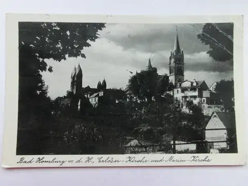 Alte AK Bad Homburg Erlöser-Kirche Marien-Kirche (m. Knick) [aS724]