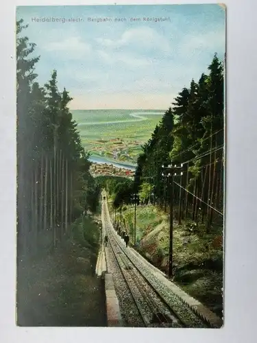 Alte AK Heidelberg Bergbahn nach dem Königsstuhl [aR623]