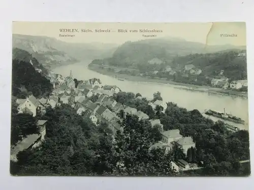 Alte AK Wehlen Sächsische Schweiz (m. Riss) [aR636]