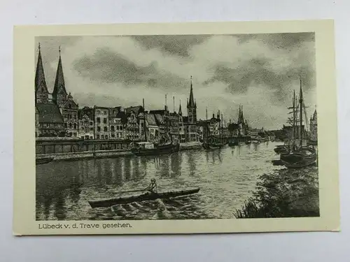 Alte AK Lübeck v. Der Trave aus gesehen [aR648]