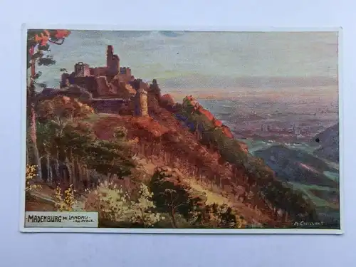 Alte AK Gemäldekarte Landau Madenburg [aR114]