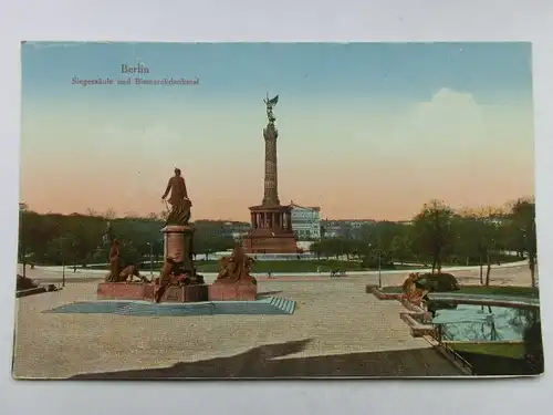 Alte AK Berlin Siegessäule und Bismarck Denkmal um 1920 [aS797]