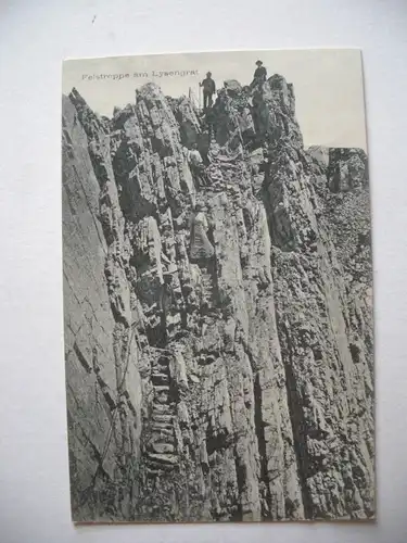 Alte AK Felstreppe am Lysengrat Säntis 1907 Bergsteigen Klettern [F650]