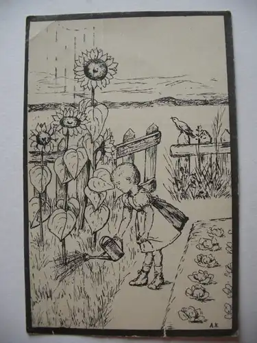 Alte AK Künstlerkarte Kind Garten A. K. Köhler Altona 1916 [F616]