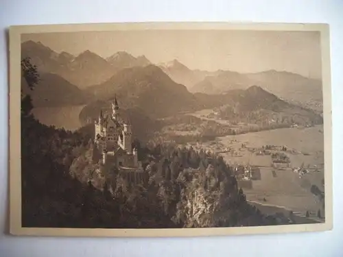 Alte AK Schloß Neuschwanstein Schwansee Füssen Allgäu [F336]