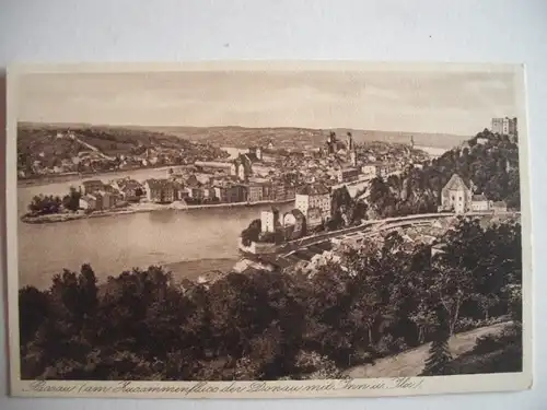 Alte AK Passau Zusammenfluß Donau Inn Ilz [F352]