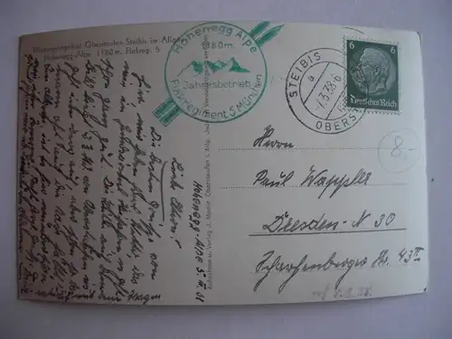 Alte AK Oberstaufen Steibis Hohenegg Alpe Allgäu 1938 [F382]