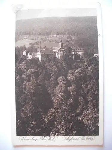 Alte AK Schwarzburg Schloß u. Bahnhof Thüringer Wald [F483]