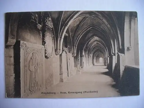 Alte AK Magdeburg Dom Kreuzgang Nordseite um 1930 [F609]