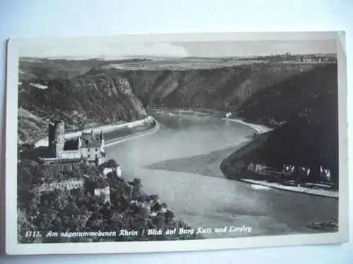 Alte AK Blick auf Burg Katz Loreley Rhein [F695]